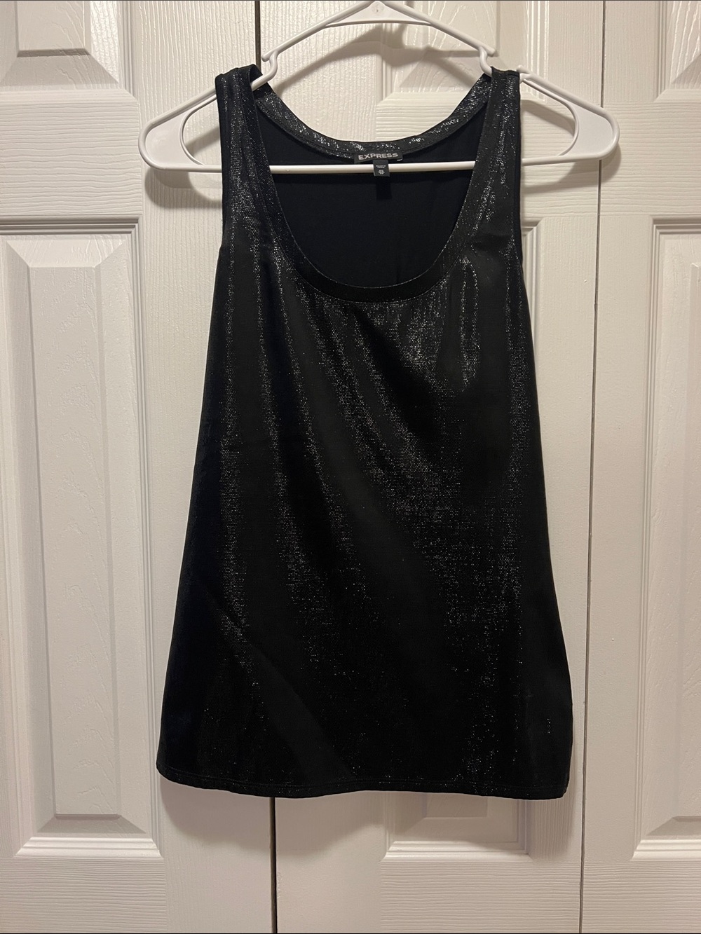 Express Black Metallic Scoop Neck Tank